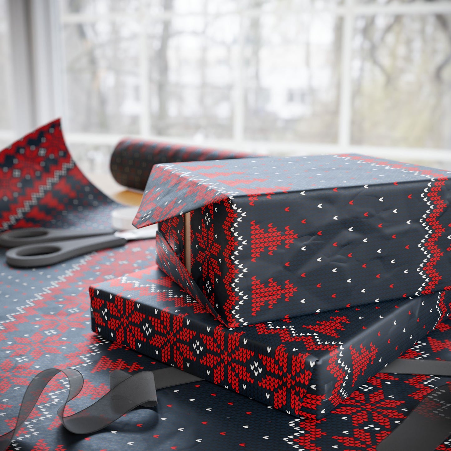 Festive Christmas Sweater Wrapping Paper Roll for Holidays