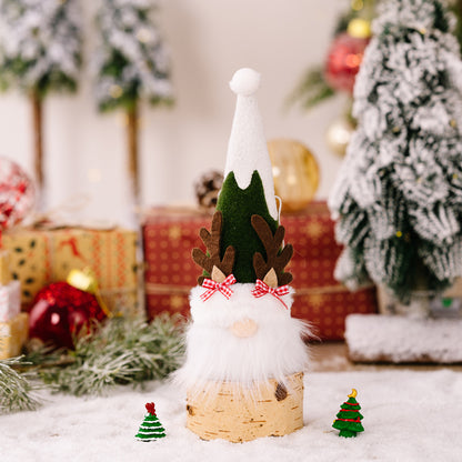 Christmas Decoration Reindeer Antler Bow Rudolph Light-Up Plush Ornament Holiday Atmosphere Hanging Decor