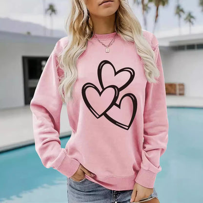 Women's Valentine's Day Printed Pullover Sweatshirt