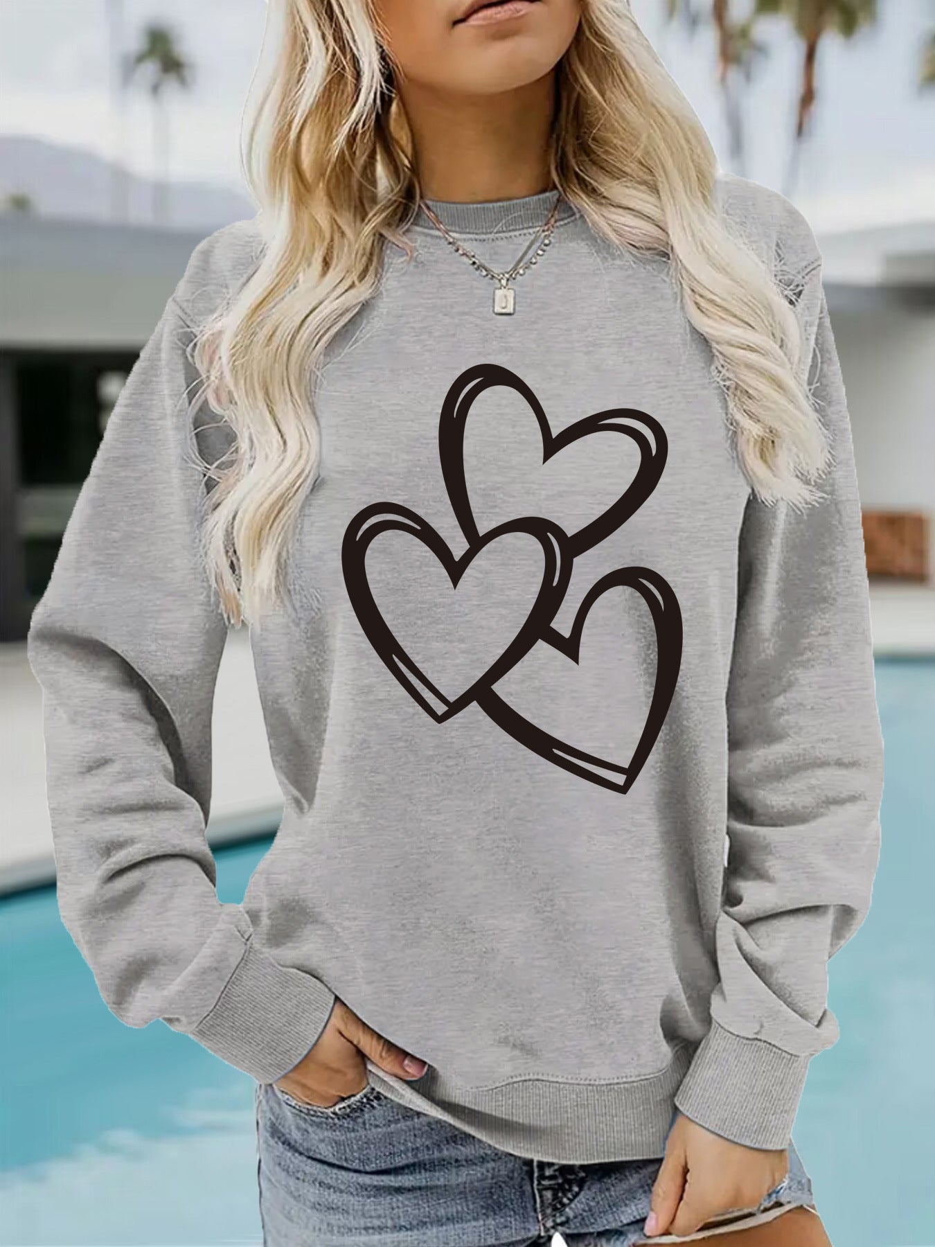 Women's Valentine's Day Printed Pullover Sweatshirt