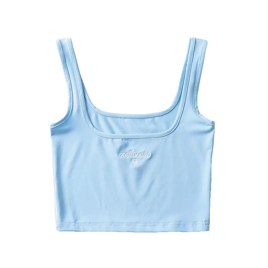 Love Embroidery Square Neck Tank Top
