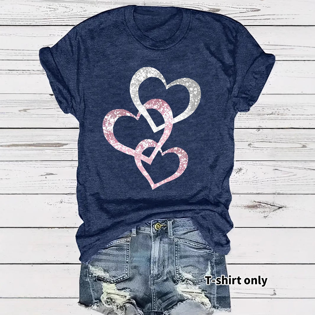 Short Sleeved Hearts T-Shirt Women's