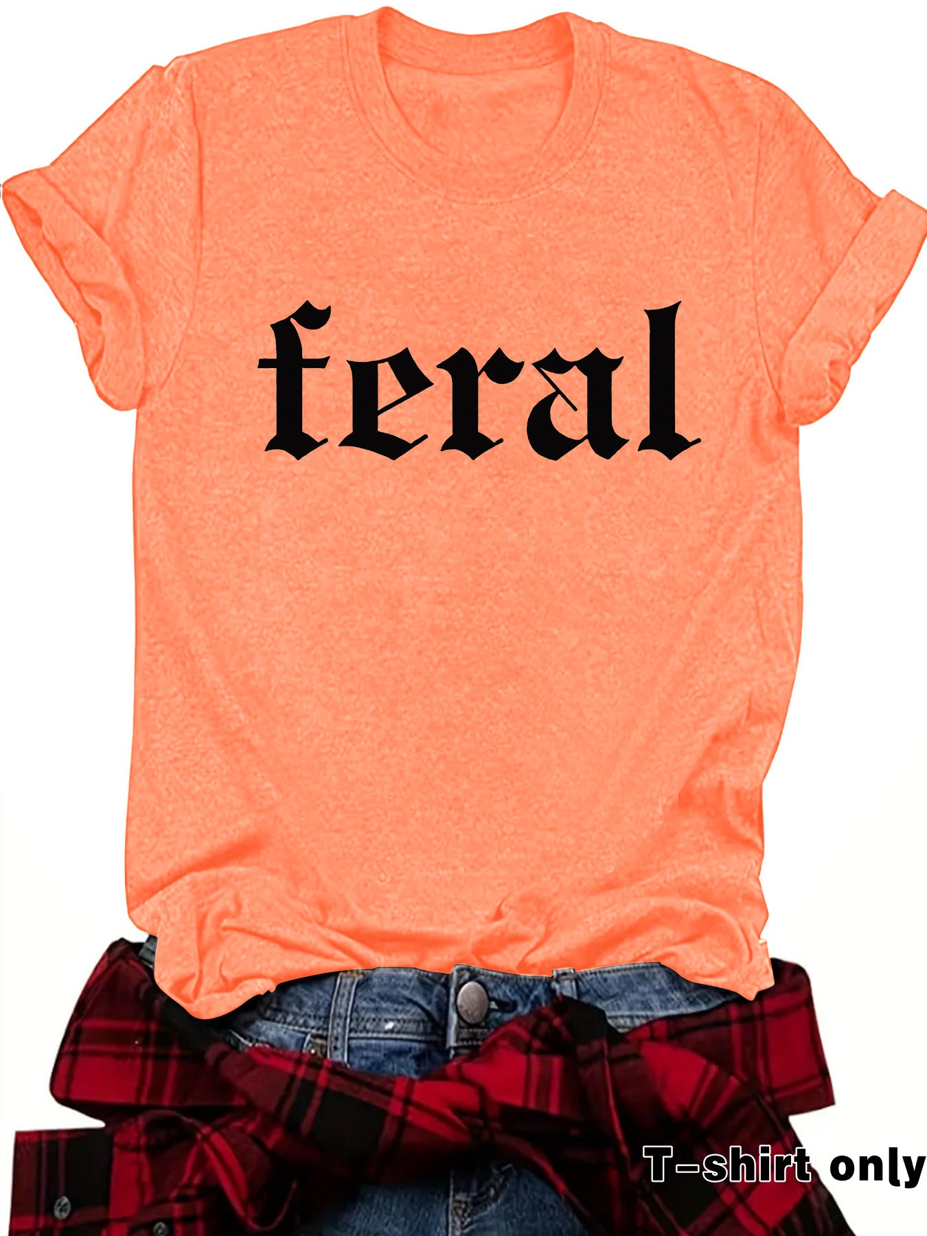 FERAL letter new round neck loose short sleeved shirt