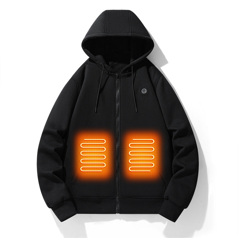 Zipper cardigan heating hoodie intelligent hooded five zone heating jacket outdoor warm electric clothing