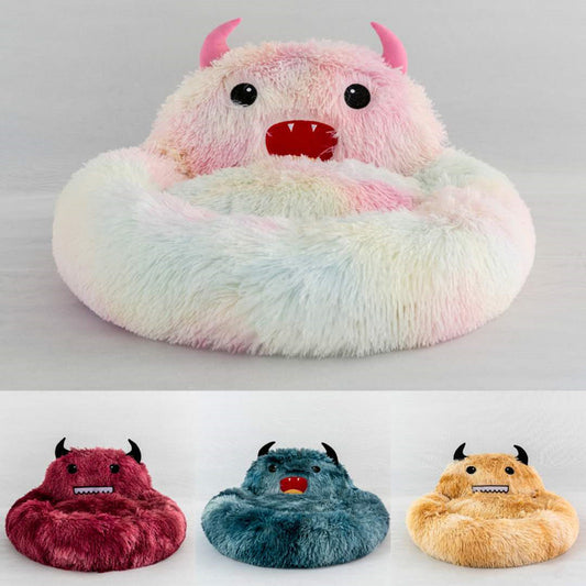 Pet Supplies Plush Small Monster Pet Nest Mattress Creative Dog/Cat Nest Autumn And Winter Warm Cat Nest