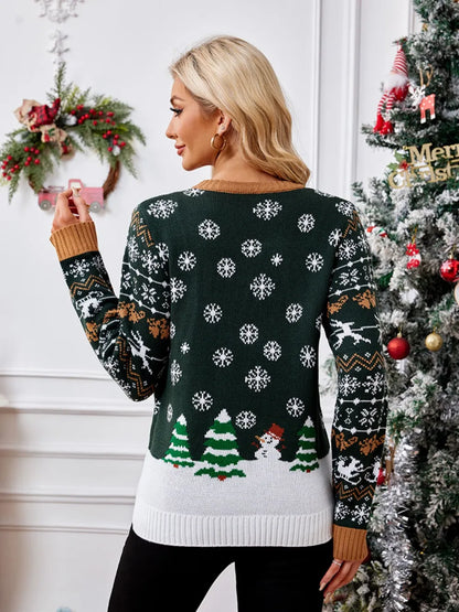 Casual round neck Christmas sweater with lazy style autumn and winter pullover sweater