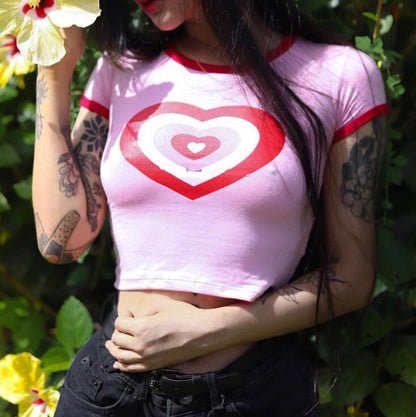 Love Heart Print Short Sleeve T-Shirt