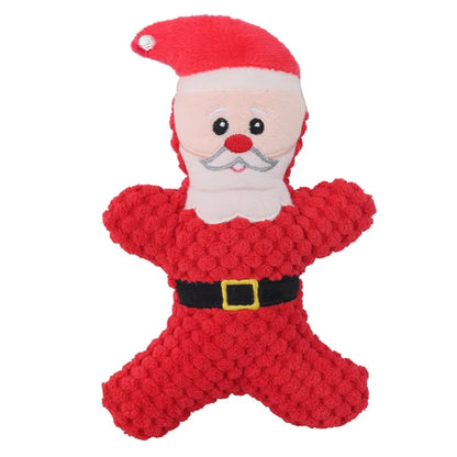 Christmas Pet Dog Plush Noise Chewing Toy Santa Elk Gingerbread Man Donut Cat Dog Christmas Series Cartoon Dog Toy Plush Squeak Toy
