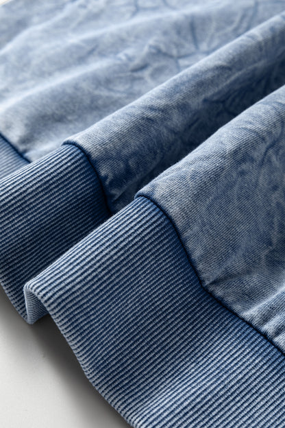 Mineral Red saved by grace Letter Embroidery Mineral Wash Loose Sweatshirt