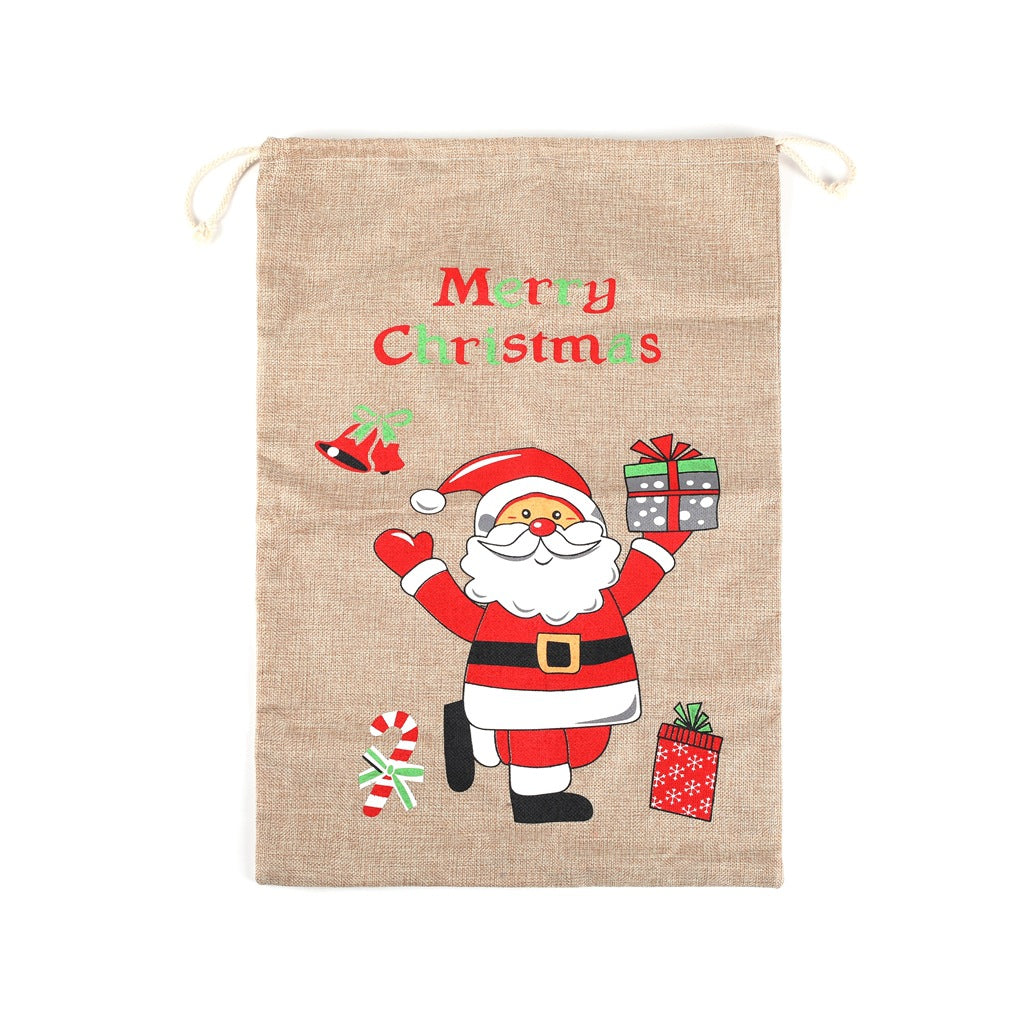 Christmas decorative items, Christmas printed linen gift bags, Santa Claus backpacks, candy bags, apple bags