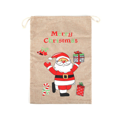 Christmas decorative items, Christmas printed linen gift bags, Santa Claus backpacks, candy bags, apple bags