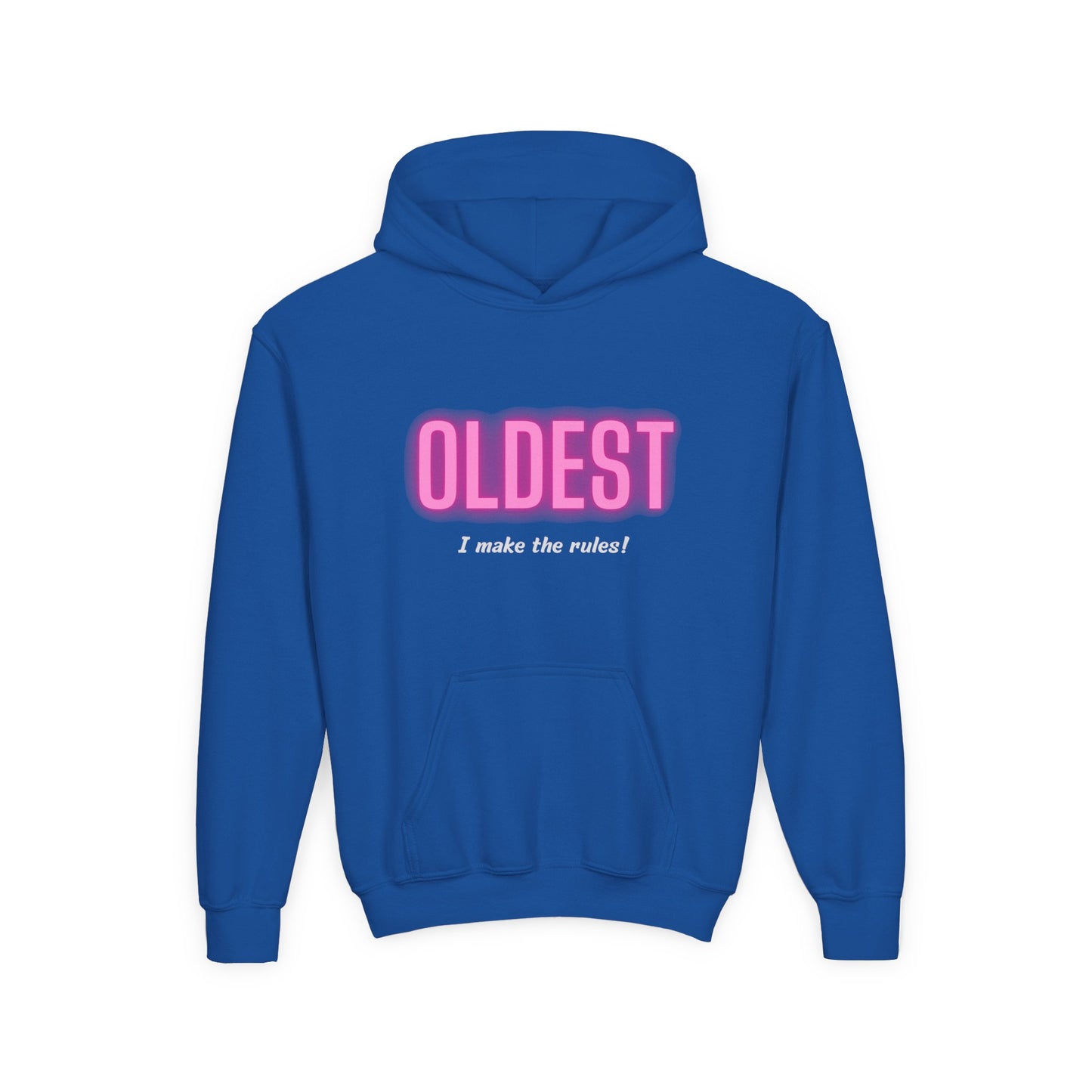 Youth Hoodie - 'OLDEST, I make the rules!' Funny Sweatshirt for Siblings, Birthday Gift, Family Gatherings, Casual Wear, Cozy Sweatshirt