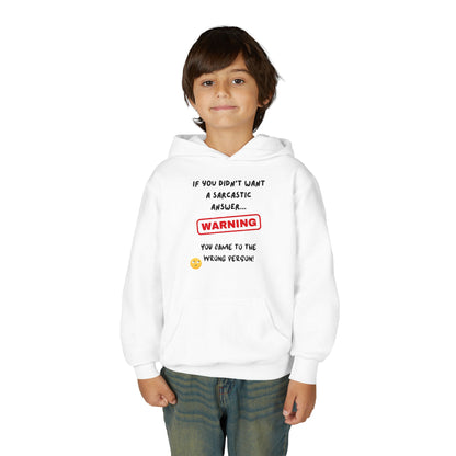 Sarcastic Answer Youth Heavy Blend Hooded Sweatshirt
