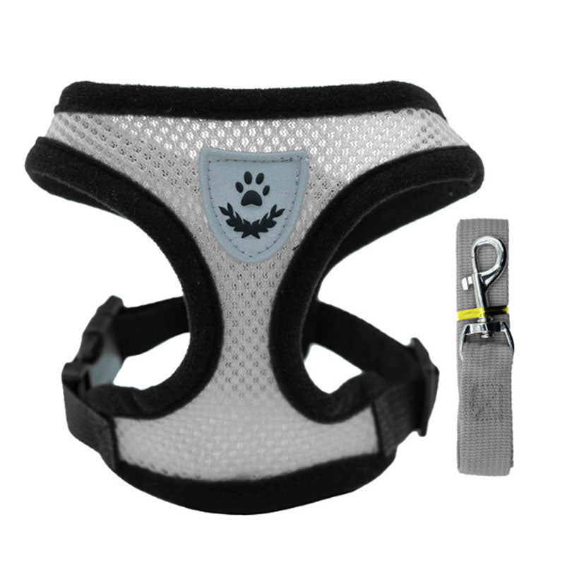 Adjustable pet harness set (small dogs/cats): vest, collar, leash. Fits French Bulldogs, Chihuahuas, etc.