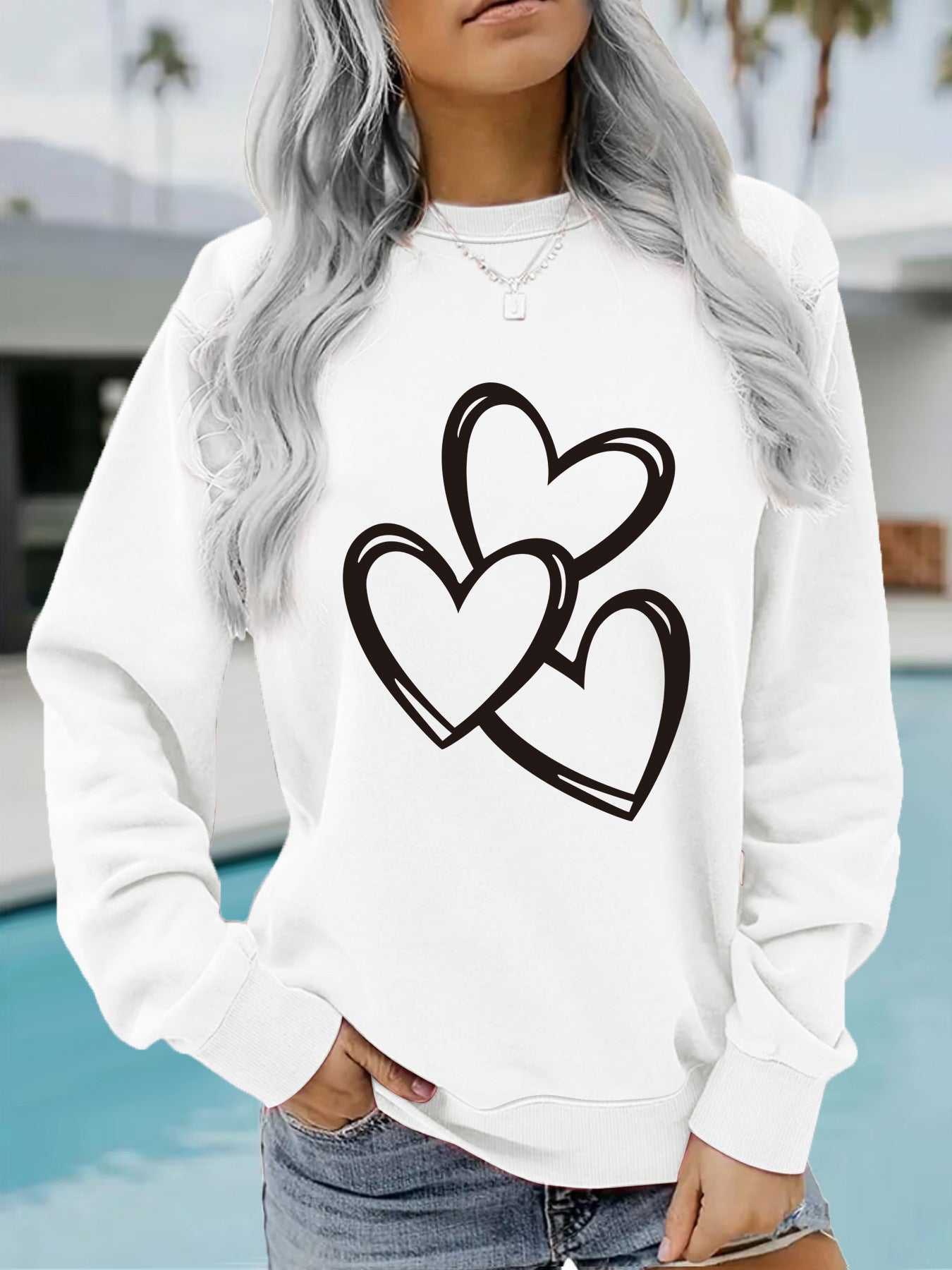 Women's Valentine's Day Printed Pullover Sweatshirt