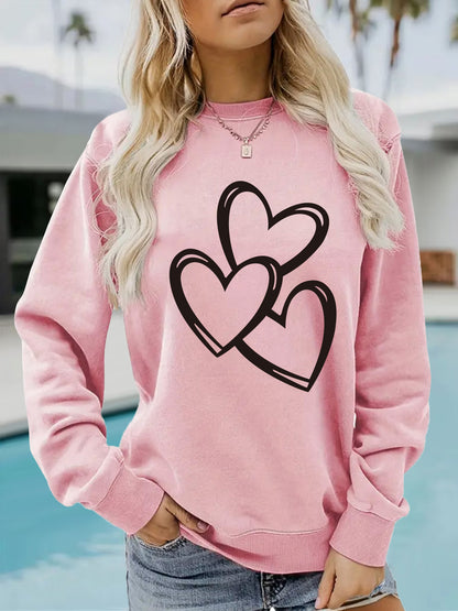 Women's Valentine's Day Printed Pullover Sweatshirt