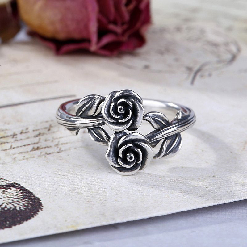 Rose Jewelry Alloy Old Ring European And American Style Simple Personality Open Retro Ring