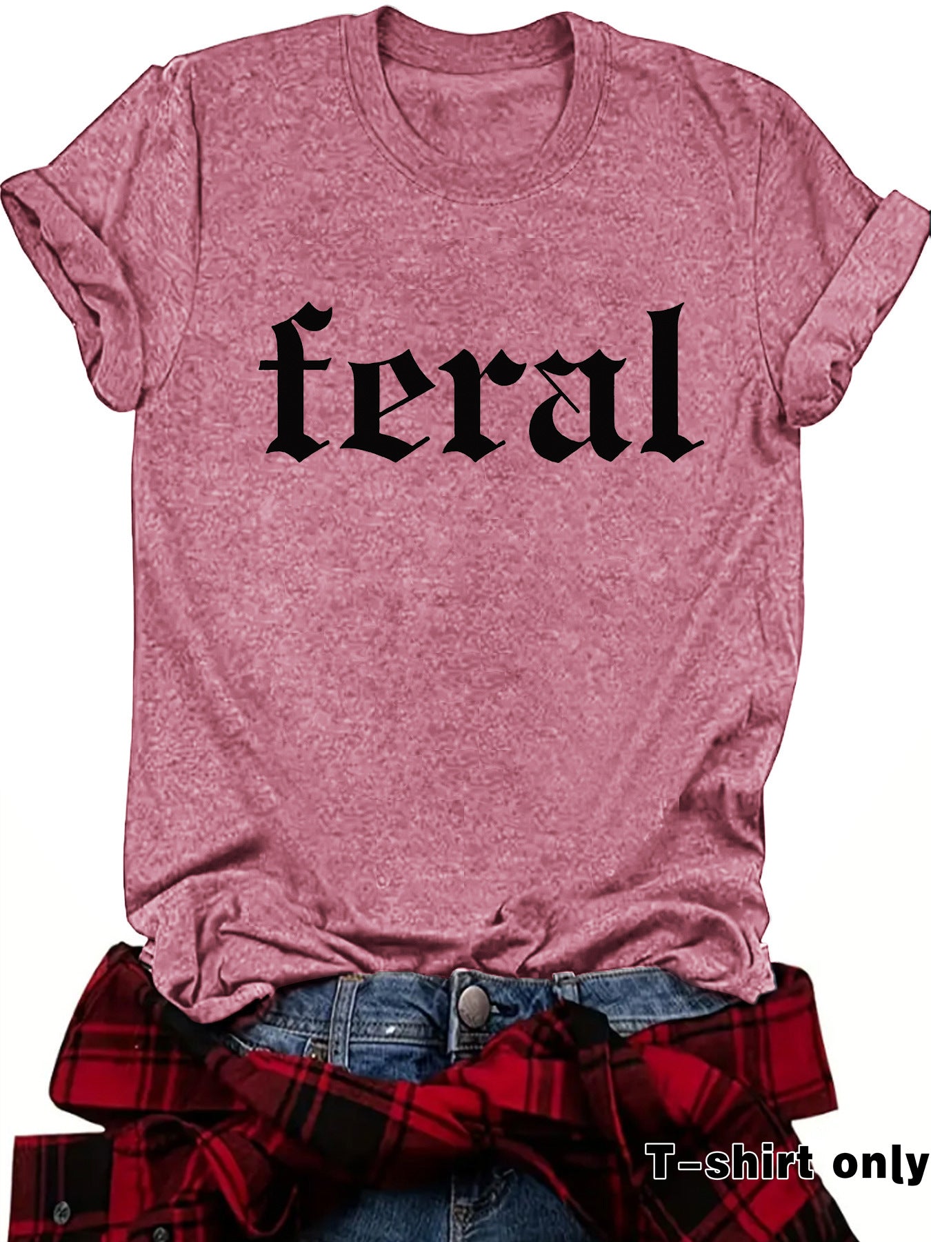 FERAL letter new round neck loose short sleeved shirt