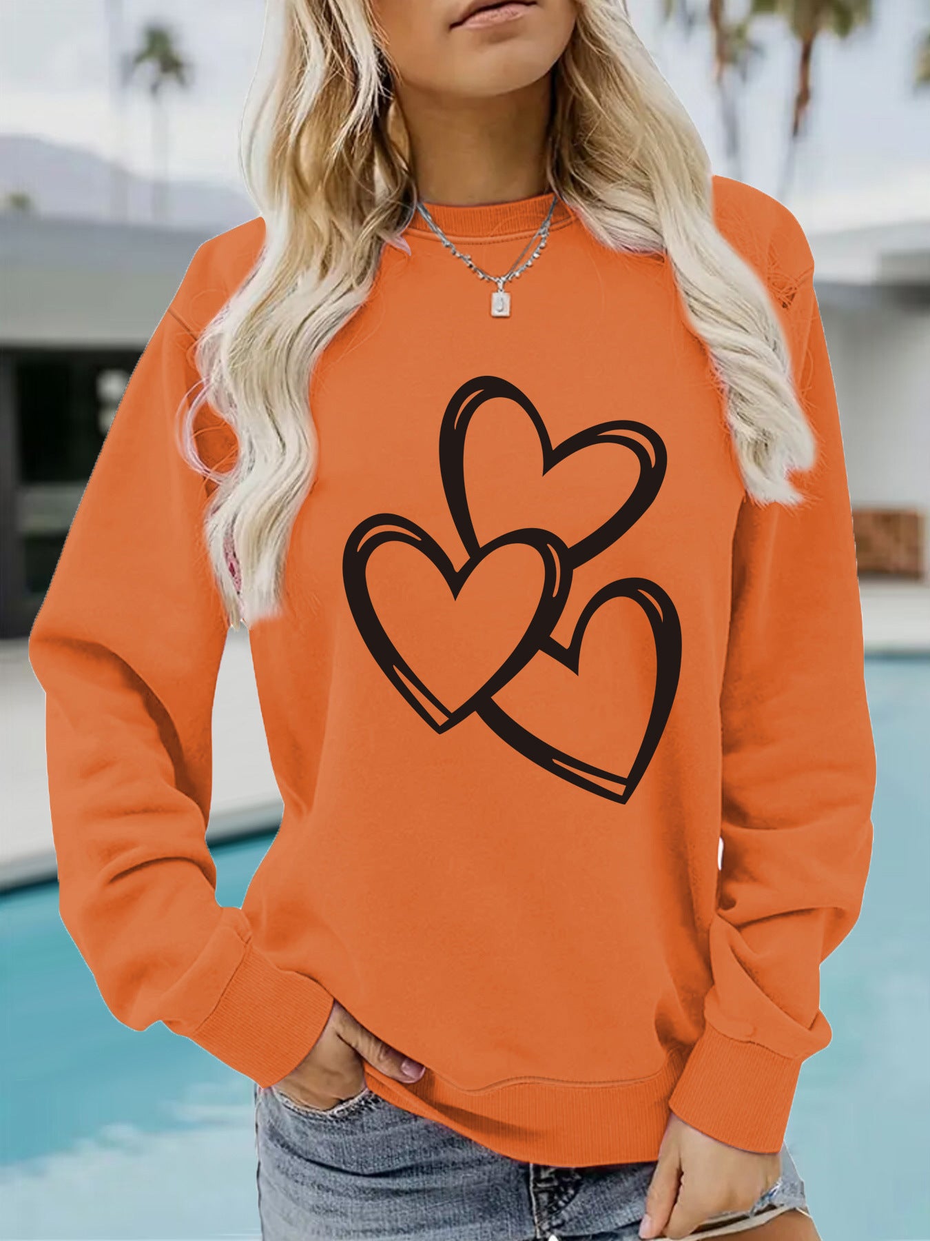 Women's Valentine's Day Printed Pullover Sweatshirt