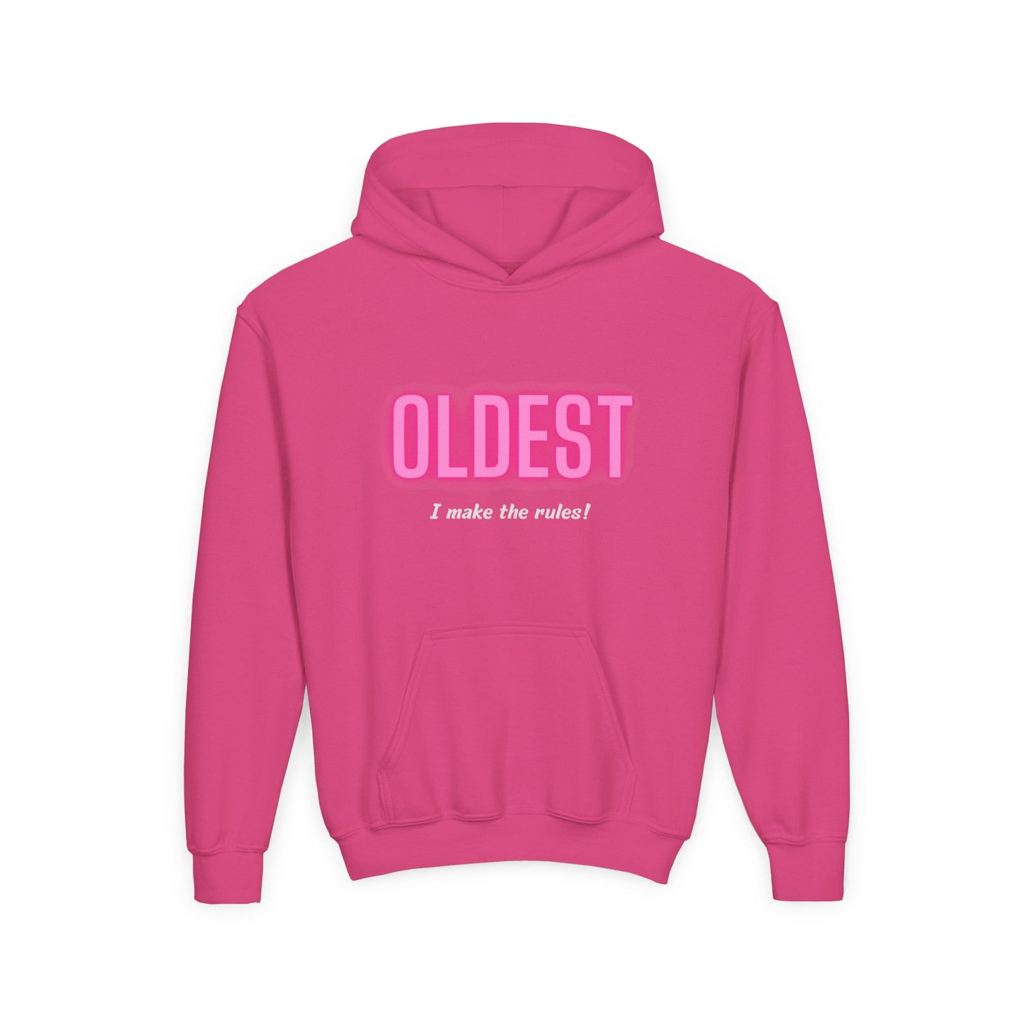 Youth Hoodie - 'OLDEST, I make the rules!' Funny Sweatshirt for Siblings, Birthday Gift, Family Gatherings, Casual Wear, Cozy Sweatshirt