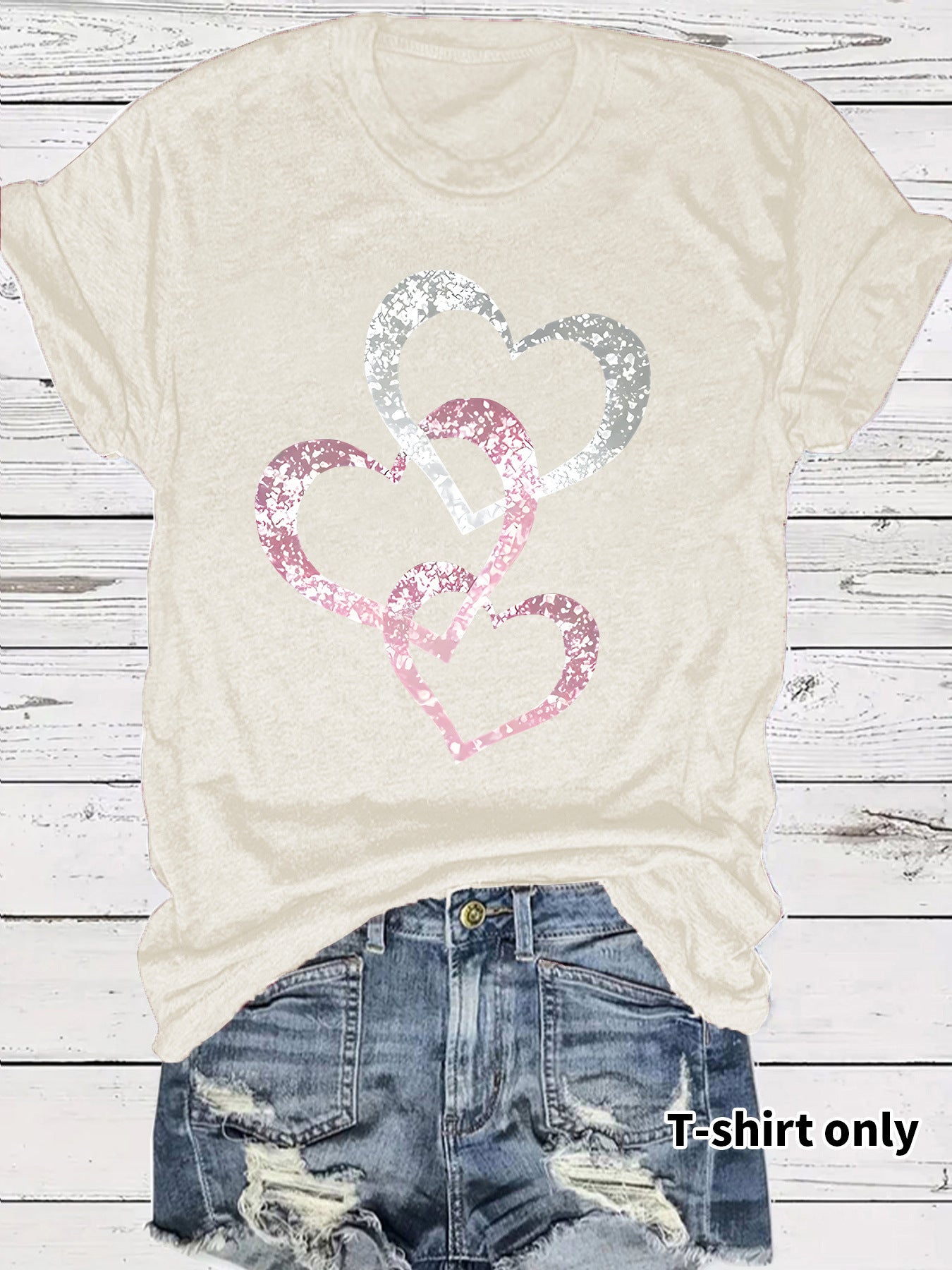 Short Sleeved Hearts T-Shirt Women's