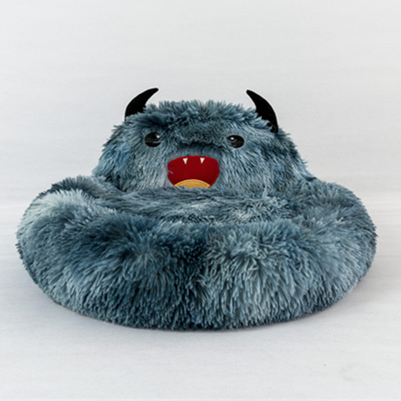 Pet Supplies Plush Small Monster Pet Nest Mattress Creative Dog/Cat Nest Autumn And Winter Warm Cat Nest