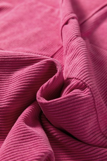 Black Corduroy Sleeveless Mini Dress With Patched Pockets