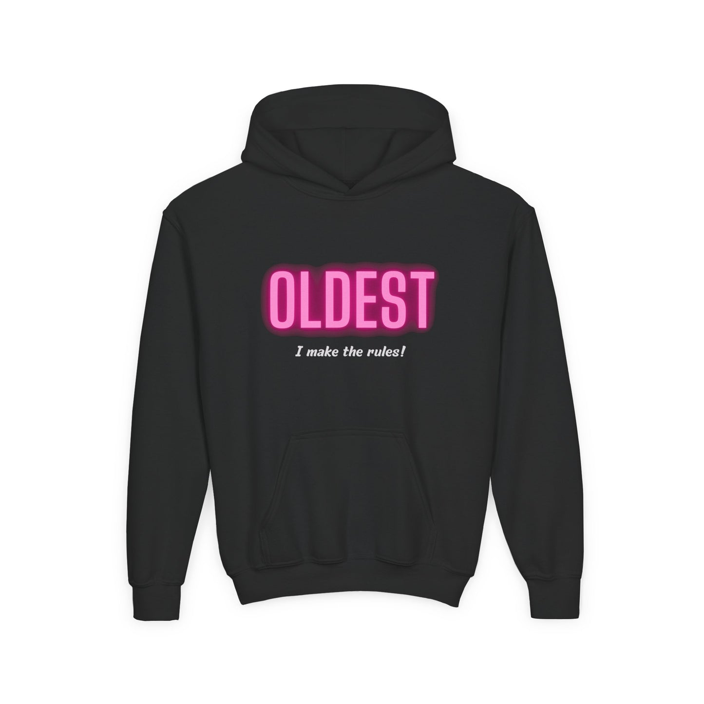 Youth Hoodie - 'OLDEST, I make the rules!' Funny Sweatshirt for Siblings, Birthday Gift, Family Gatherings, Casual Wear, Cozy Sweatshirt