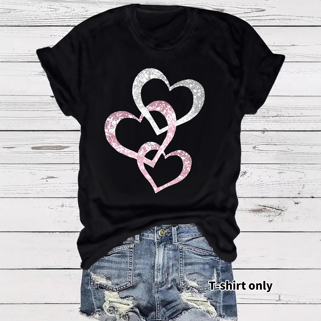 Short Sleeved Hearts T-Shirt Women's