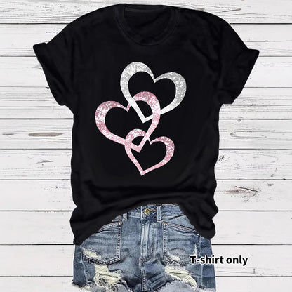 Short Sleeved Hearts T-Shirt Women's