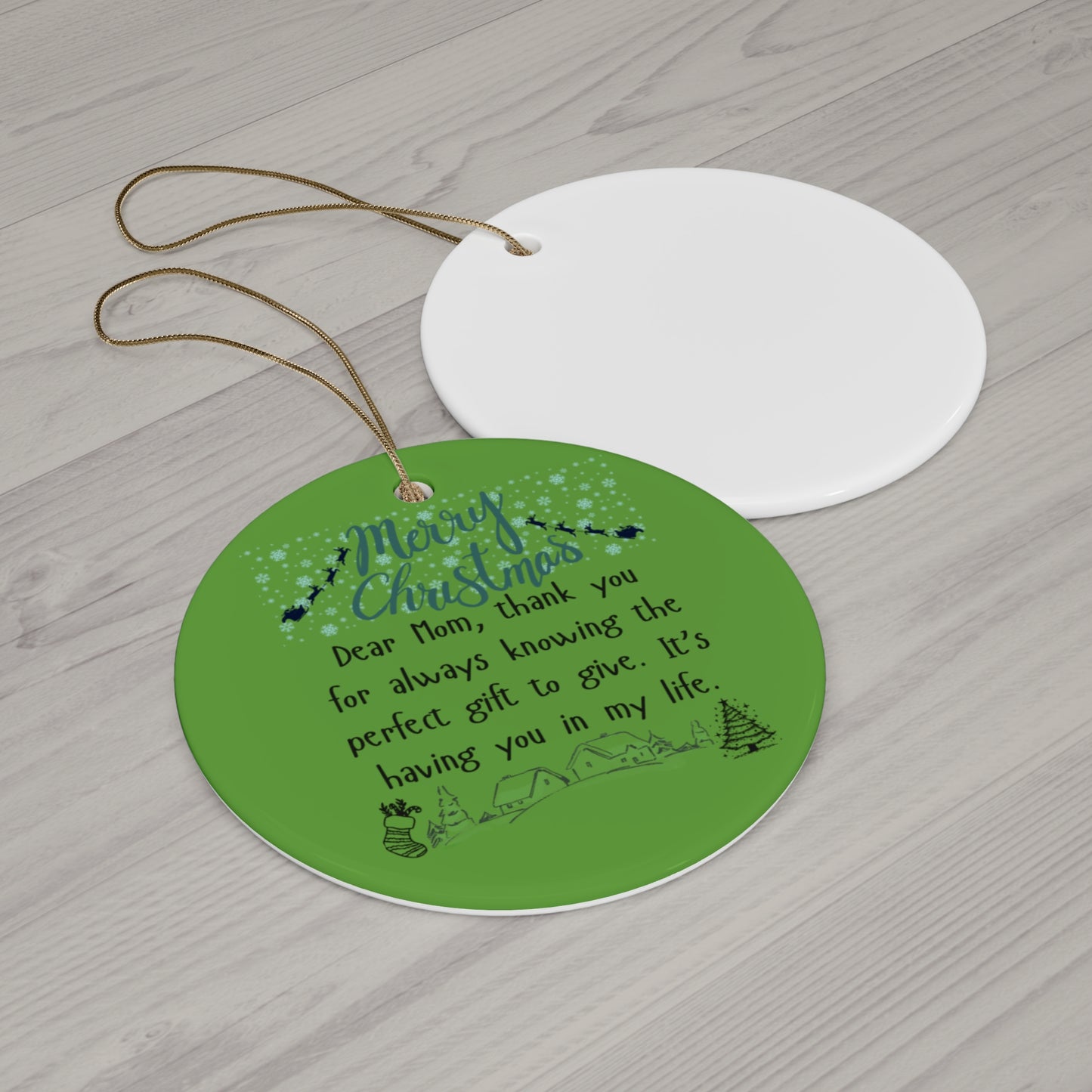 Ceramic Christmas Ornament Set, Unique Holiday Gift, Personalized Keepsake, Winter Decor, Mom Gift, Tree Decoration