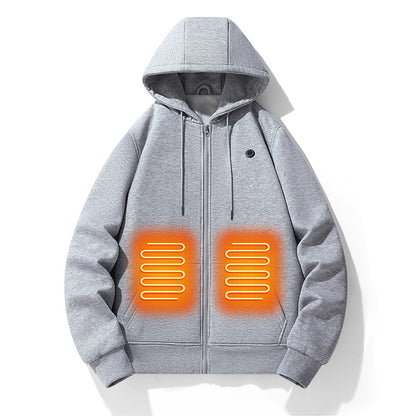 Zipper cardigan heating hoodie intelligent hooded five zone heating jacket outdoor warm electric clothing