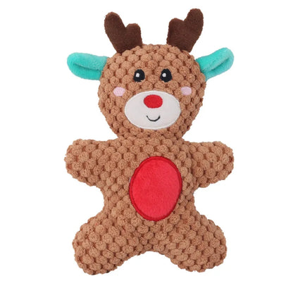 Christmas Pet Dog Plush Noise Chewing Toy Santa Elk Gingerbread Man Donut Cat Dog Christmas Series Cartoon Dog Toy Plush Squeak Toy