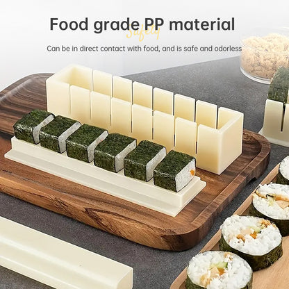 DIY Sushi Maker Kit with Plastic Molds for Rolls, Round, Square & Heart Shapes