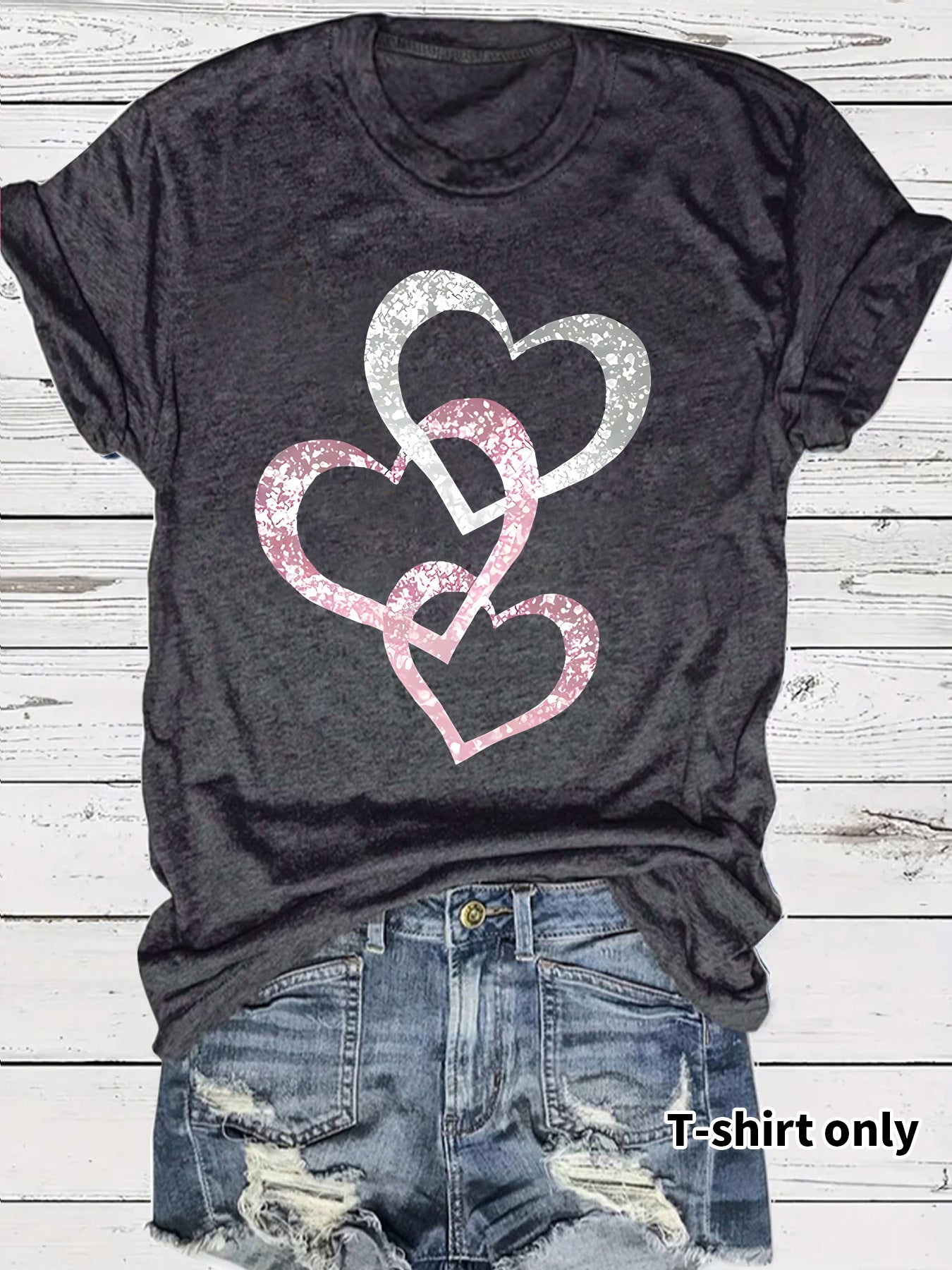 Short Sleeved Hearts T-Shirt Women's