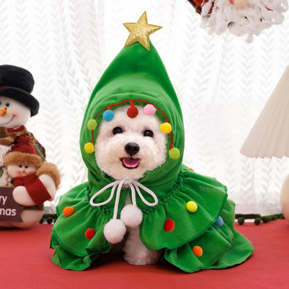 Christmas cloak pet dog outfit