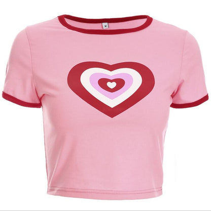 Love Heart Print Short Sleeve T-Shirt