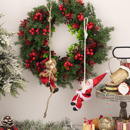 Christmas Decoration Santa Claus Rope Climbing Ornament Resin Santa Figurine Hanging Decorative Climbing Santa Decoration