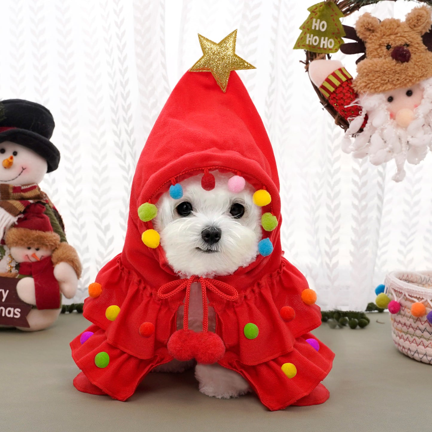Christmas cloak pet dog outfit