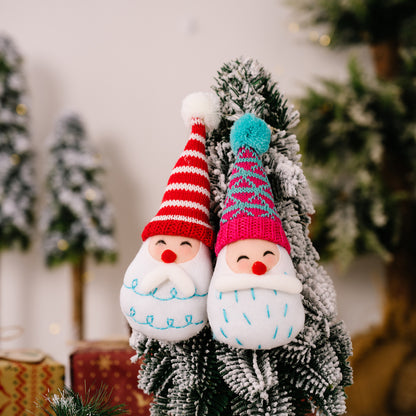 Christmas Decoration Cartoon Striped Pom-Pom Hanging Ornament Pointed Hat Old Man Head Tree Ornament