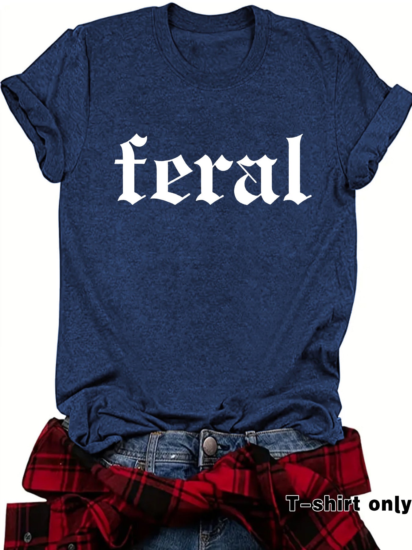 FERAL letter new round neck loose short sleeved shirt