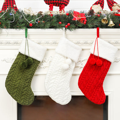 Christmas Decorations Knitted Wool Thick White Wool Socks Hotel Home Christmas Socks