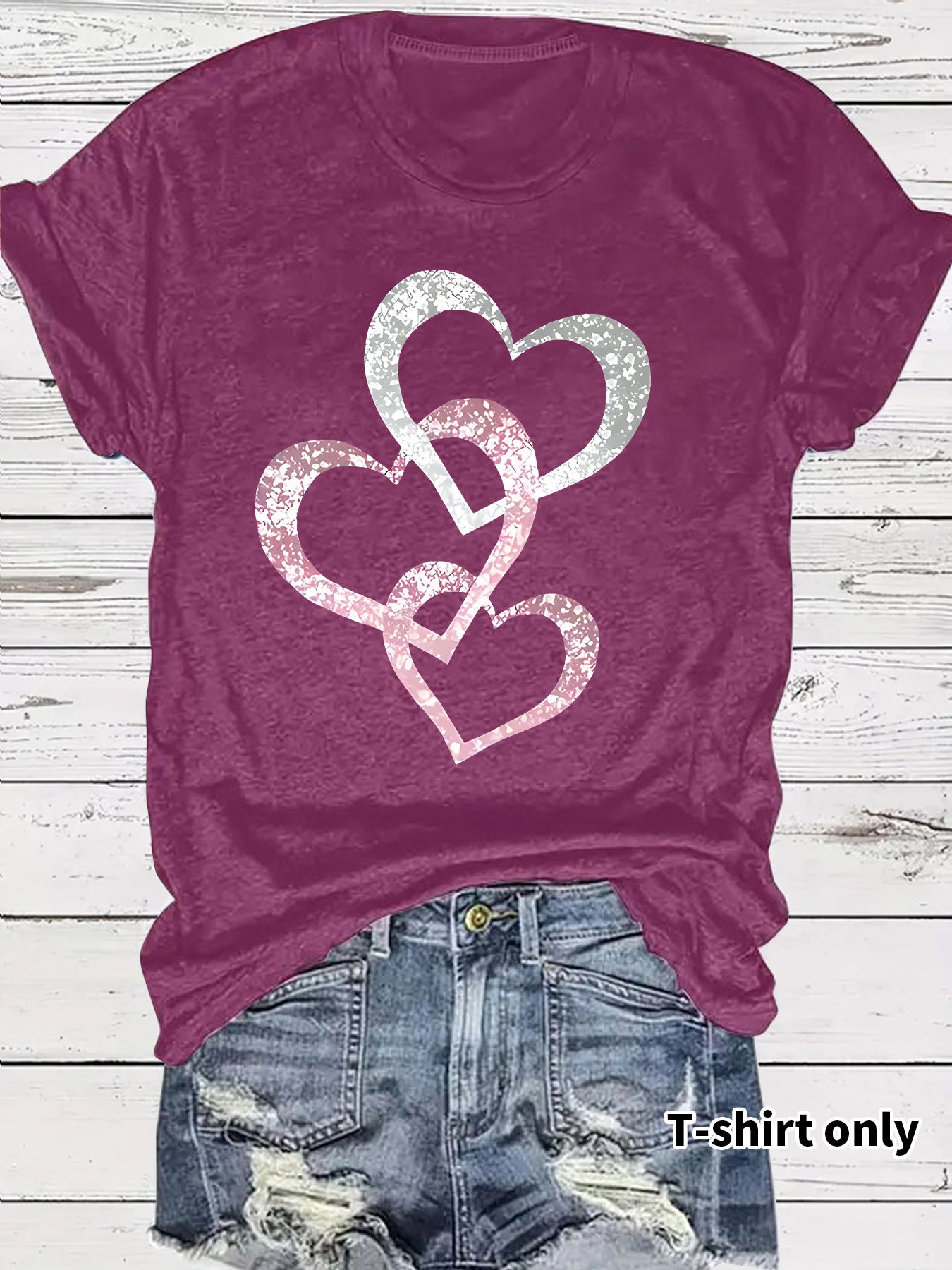 Short Sleeved Hearts T-Shirt Women's