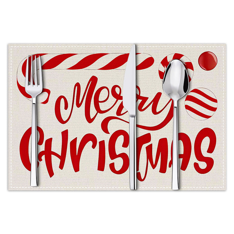 Christmas meal mat linen candy letter printed table mat living room dining table decoration insulation mat
