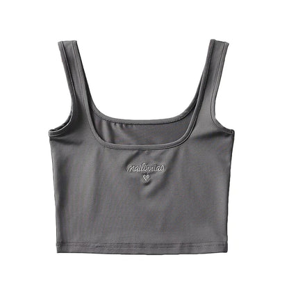 Love Embroidery Square Neck Tank Top