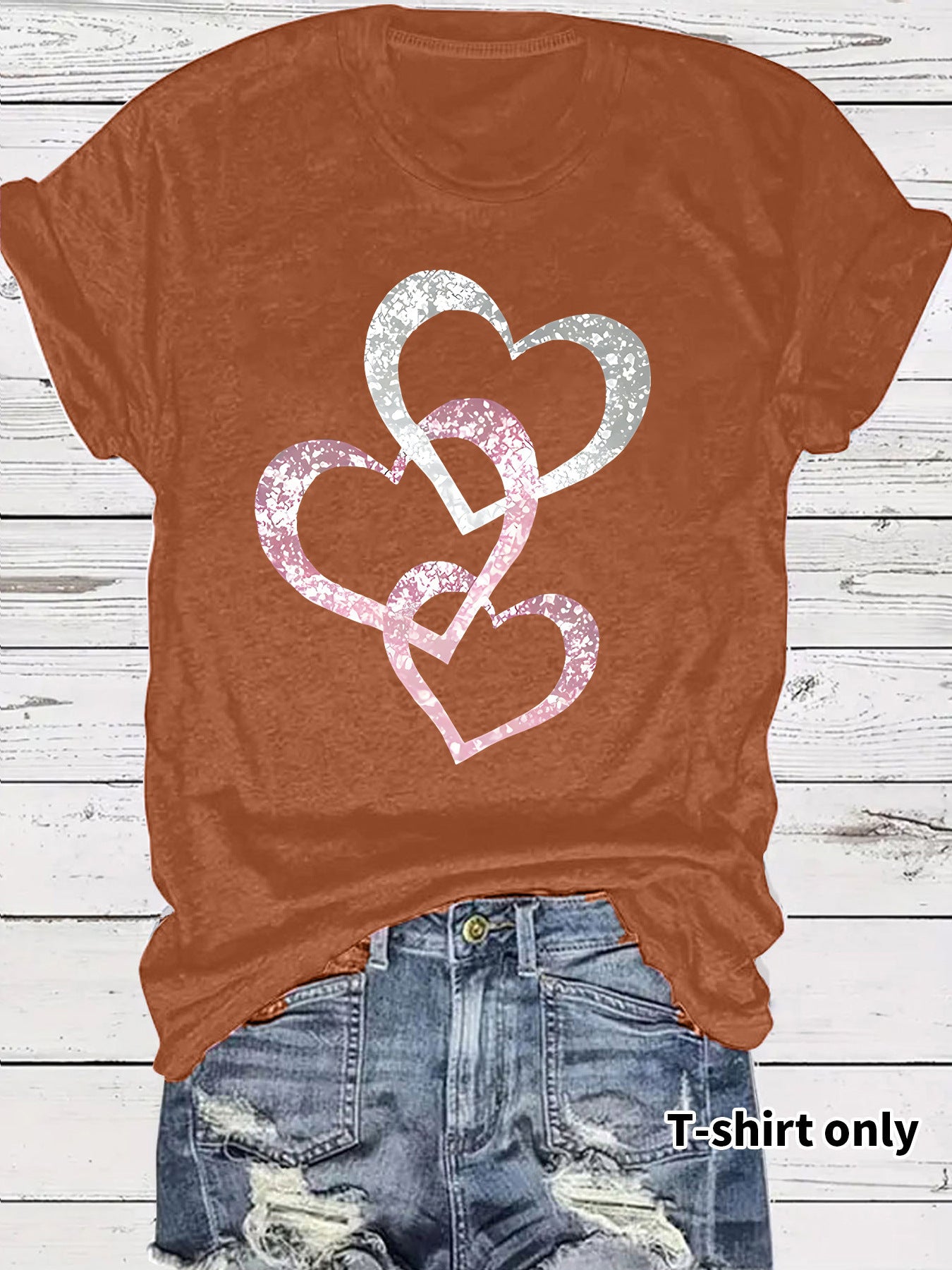 Short Sleeved Hearts T-Shirt Women's