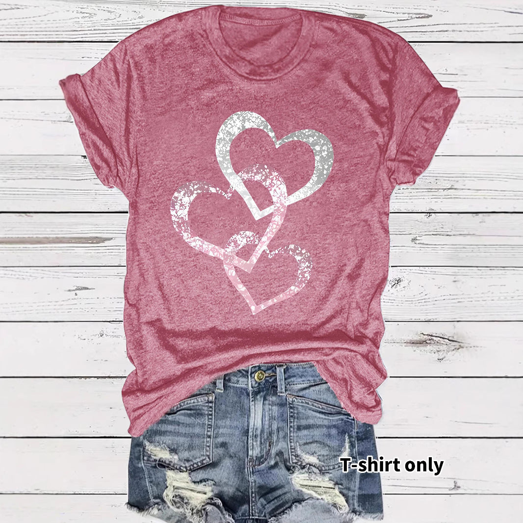 Short Sleeved Hearts T-Shirt Women's