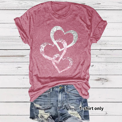 Short Sleeved Hearts T-Shirt Women's