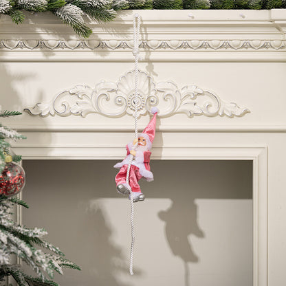 Christmas Decoration Santa Claus Rope Climbing Ornament Resin Santa Figurine Hanging Decorative Climbing Santa Decoration