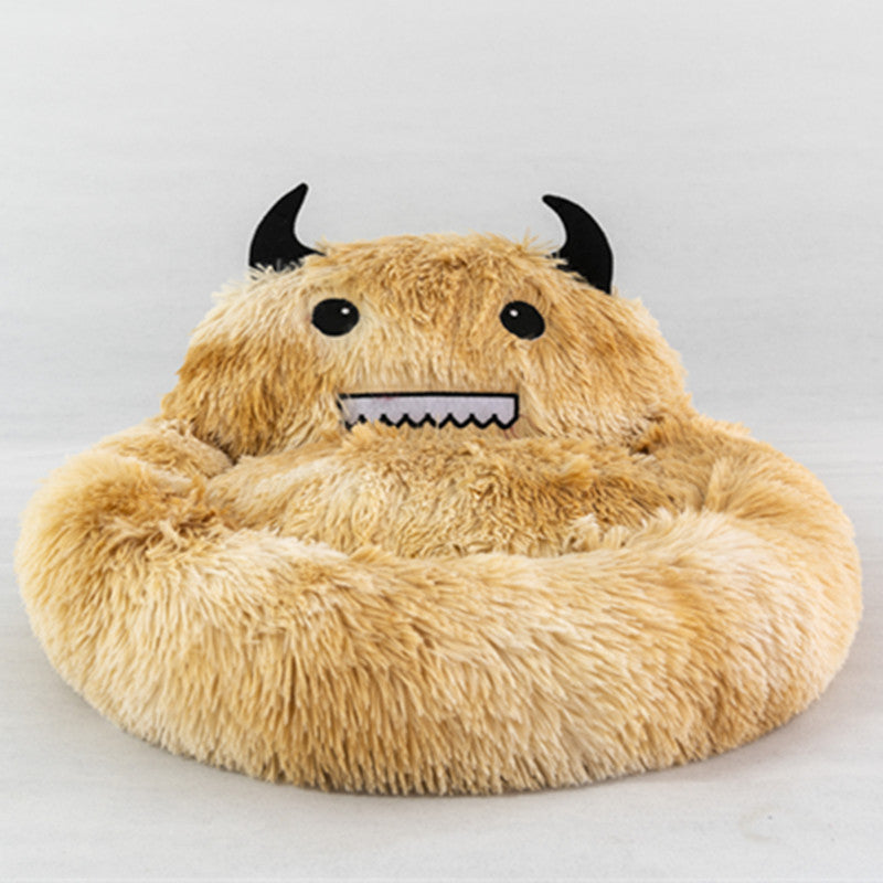 Pet Supplies Plush Small Monster Pet Nest Mattress Creative Dog/Cat Nest Autumn And Winter Warm Cat Nest